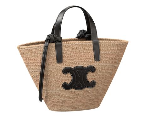 celine bag pannier|Celine 2021 Medium Triomphe Classic Panier Raffia Tote .